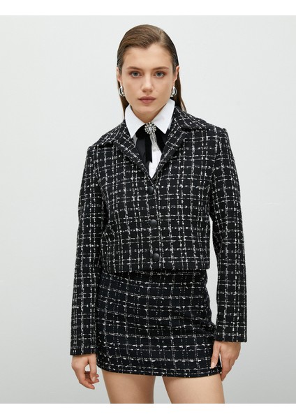 Crop Tüvit Ceket Düğmeli Klasik Yaka modelleri