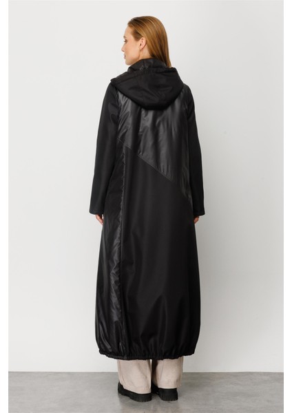 Perche Garni Detaylı Tam Dolgu Kapitone Spor Kaban Manto-Siyah fırsatları