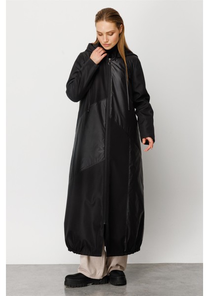 Perche Garni Detaylı Tam Dolgu Kapitone Spor Kaban Manto-Siyah indirimleri