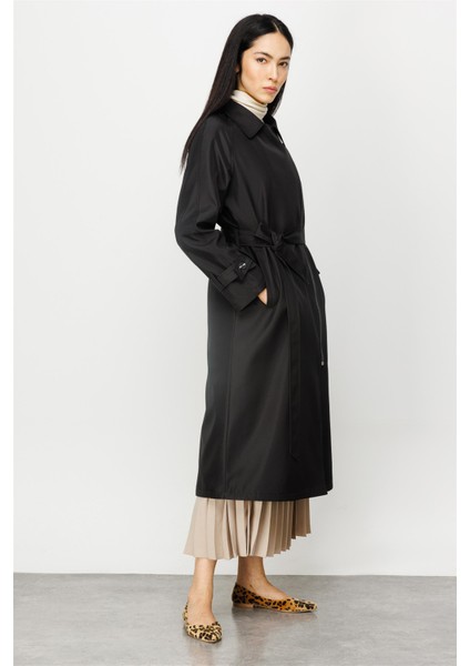 Alle İçi Kapitone Dolgulu Yandan Fermuar Kapamalı Spor Manto Kaban-Siyah fiyatları