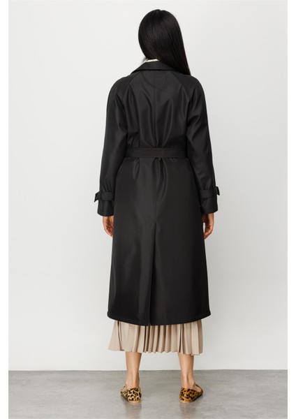 Alle İçi Kapitone Dolgulu Yandan Fermuar Kapamalı Spor Manto Kaban-Siyah fırsatları