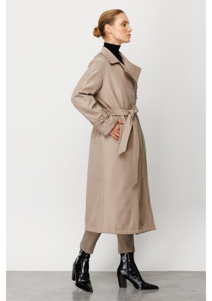 Alle İçi Kapitone Dolgulu Yandan Fermuar Kapamalı Spor Manto Kaban-Taş fiyatları