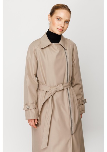 Alle İçi Kapitone Dolgulu Yandan Fermuar Kapamalı Spor Manto Kaban-Taş modelleri