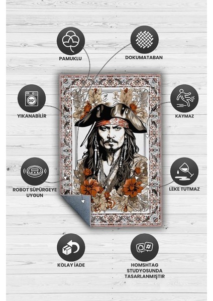 Jack Sparrow Çok Renkli Film Sever Halısı Karayip Korsanları Film Halısı Hediyelik Halı fırsatları