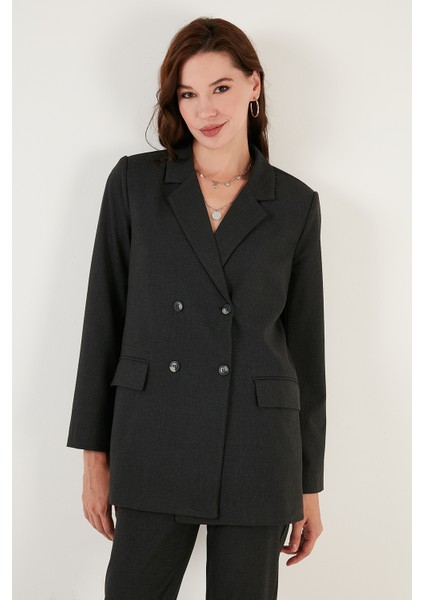 Regular Fit Kruvaze Yaka Dokuma Blazer Ceket Kadın Ceket 611CL030 fırsatları