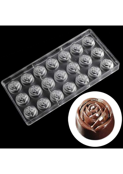 Polikarbon Kek Çikolata Kalıbı Gül Desenli