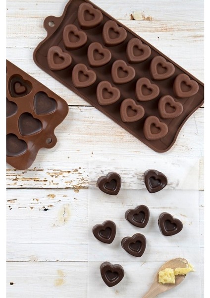 Silikon Kalp Desenli Çikolata Dondurma Kek Kalıbı