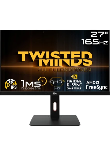 Twısted Mınds 27 TM272QE Qhd 165Hz 1ms HDMI Dp Freesync/gsync Çerçevesiz Rgb IPS Gamıng Monitör