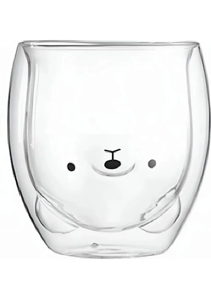 2li Çift Cidarlı Ayıcık Figürlü Bardak Kahve Meşrubat Sunum Servis Cam indirimleri