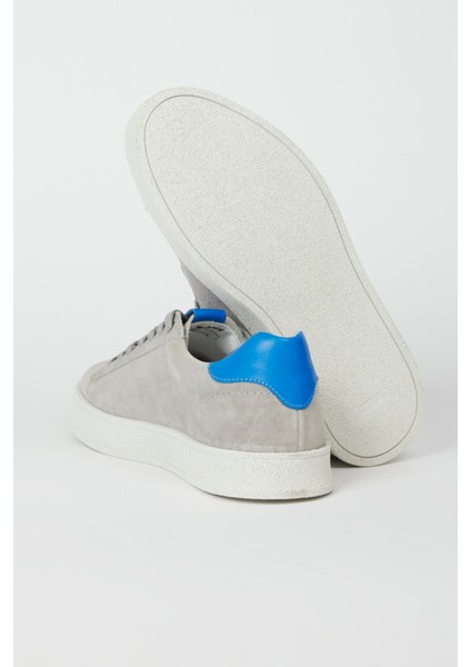 %100 Deri Gri Süet Sneaker Ayakkabı