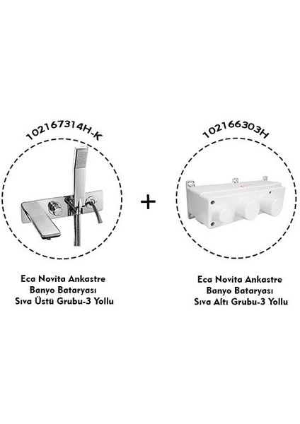 Novita Ankastre Banyo Bataryası 2 Parça Set / 3 Yollu (102167314H-K+102166303H) fiyatları