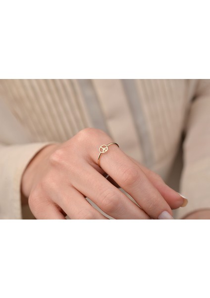 Barış Işareti Yüzük, 14 Ayar Altın, Barış Sembolü, Bohem Yüzük modelleri