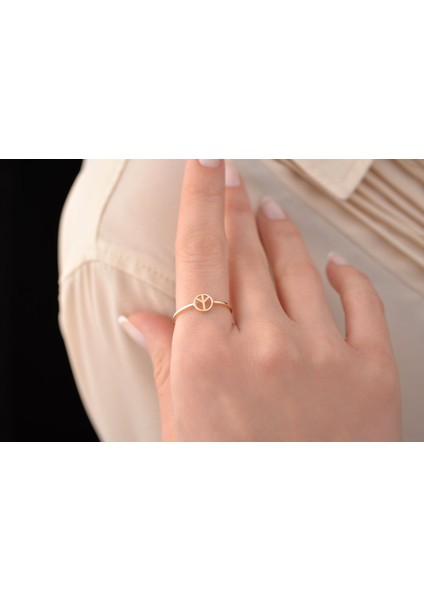 Barış Işareti Yüzük, 14 Ayar Altın, Barış Sembolü, Bohem Yüzük fırsatları