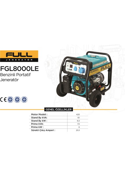 Full Fgl 8000le Benzinli Jeneratör 8,1kw