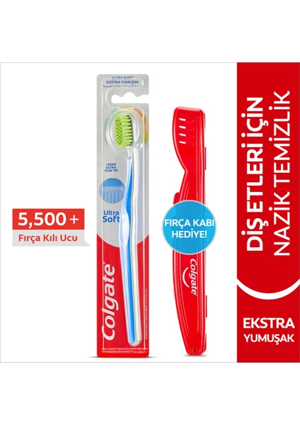 Ultra Soft Diş Etleri için Nazik Temizlik Yumuşak Diş Fırçası + Fırça Kabı Hediye