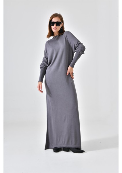 Kadın Düz Basic Tunik Gri 20677