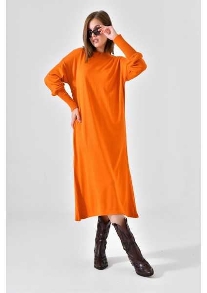 Kadın Düz Basic Tunik Orange 20678