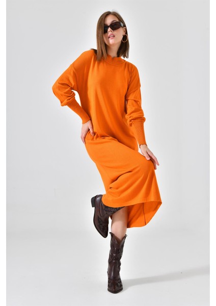Kadın Düz Basic Tunik Orange 20678