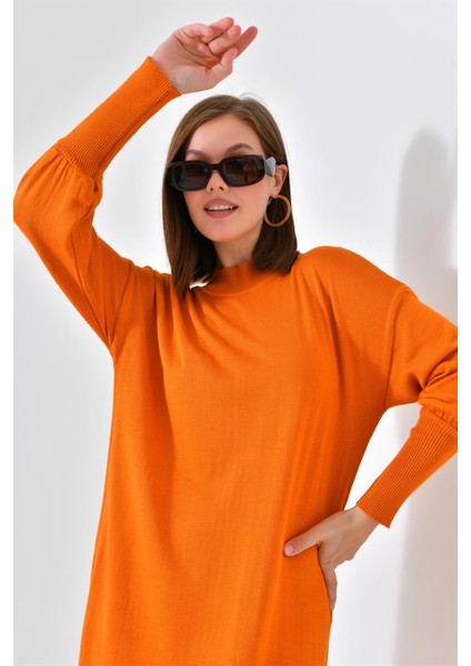 Kadın Düz Basic Tunik Orange 20678