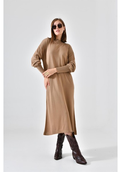 Kadın Düz Basic Tunik Beige 20678