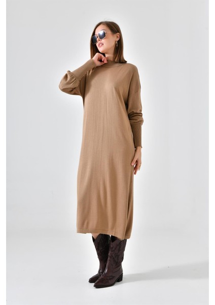 Kadın Düz Basic Tunik Beige 20678