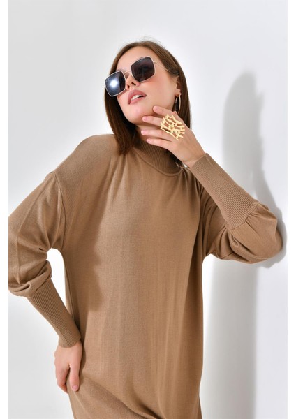 Kadın Düz Basic Tunik Beige 20678