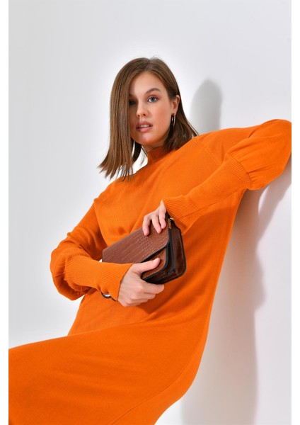 Kadın Düz Basic Tunik Orange 20677