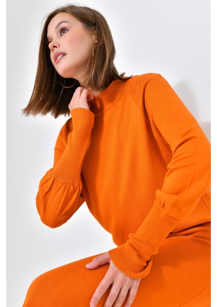 Kadın Düz Basic Tunik Orange 20677