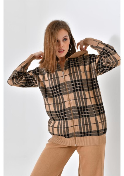 Kadın Fermuar Kapşon Detay İkili Takım Bisküvi 21-6038 fırsatları