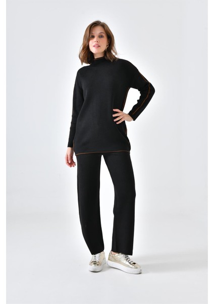 Kadın Çizgili İkili Takım Siyah 20563 modelleri