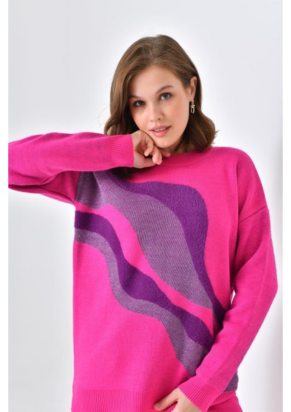 Kadın Sim Detaylı Pantolonlu Takım Fuşya 20508 fırsatları