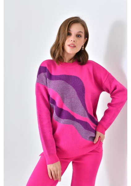 Kadın Sim Detaylı Pantolonlu Takım Fuşya 20508 indirimleri