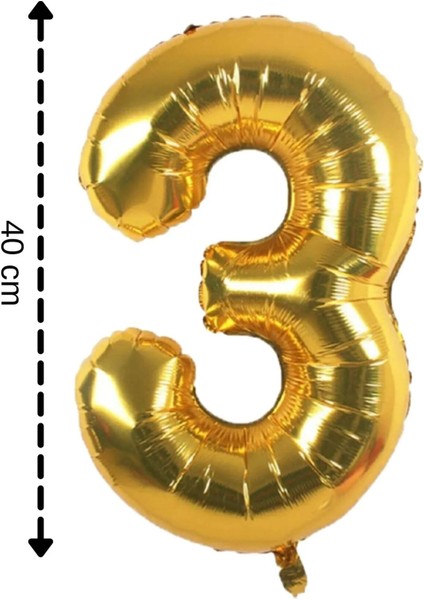 Gold Rakam Folyo ve Kırmızı Balon Doğum Günü Balon Zincir Parti Seti