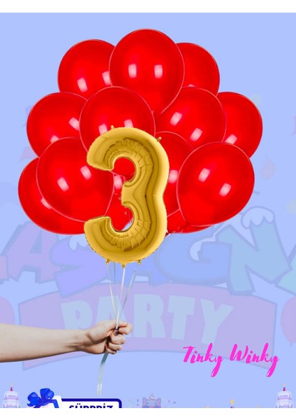 Gold Rakam Folyo ve Kırmızı Balon Doğum Günü Balon Zincir Parti Seti