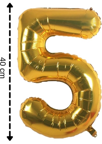 Gold Rakam Folyo ve Kırmızı Konfetili Balon Doğum Günü Balon Zincir Parti Seti