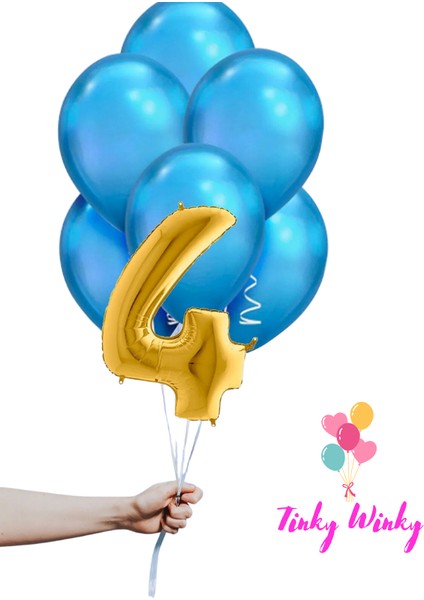 Gold Rakam Folyo ve Mavi Balon Doğum Günü Balon Zincir Parti Seti