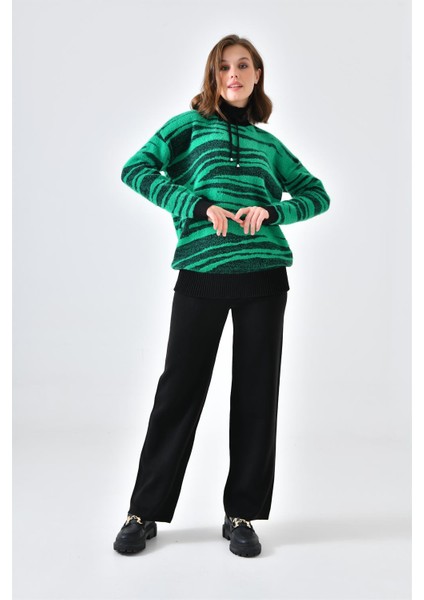 Kadın Çizgili İkili Takım Siyah 20522 modelleri