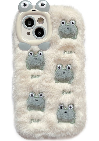 Apple IPHONE13 Karikatür Kamera Kurbağa Kabarık Bulanık Peluş 3D Telefon Kılıfı Kış Sıcak Sevimli Yumuşak Kapak (Yurt Dışından)