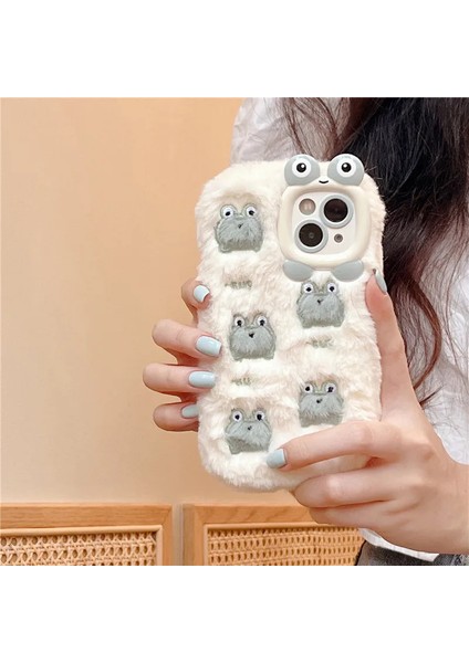 Apple IPHONE13 Karikatür Kamera Kurbağa Kabarık Bulanık Peluş 3D Telefon Kılıfı Kış Sıcak Sevimli Yumuşak Kapak (Yurt Dışından) modelleri