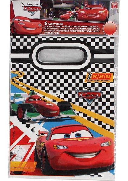 Disney Cars Hediyelik Plastik Çanta 25x16cm 6 Adet