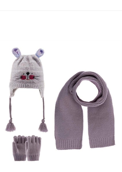 Kitti Kız Bebek K22160-02 0-18 Ay Atkı Bere Eldiven Set