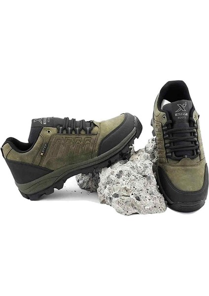 Xstepl Unisex Haki Suya Soğuğa Dayanıklı Kaydırmaz Termo Taban Kışlık Trekking Kısa Bot