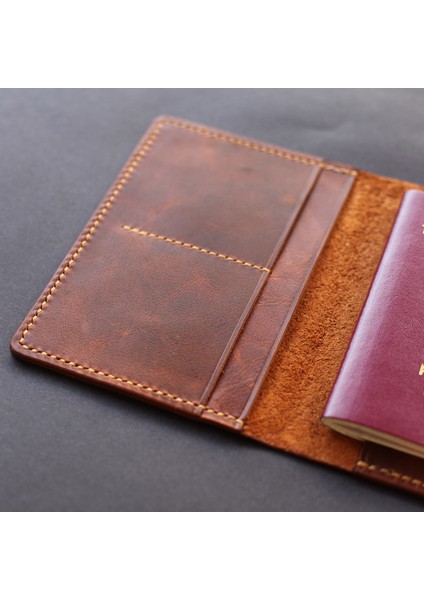 Deri Isme Özel Pasaport Kılıfı - Taba fiyatları