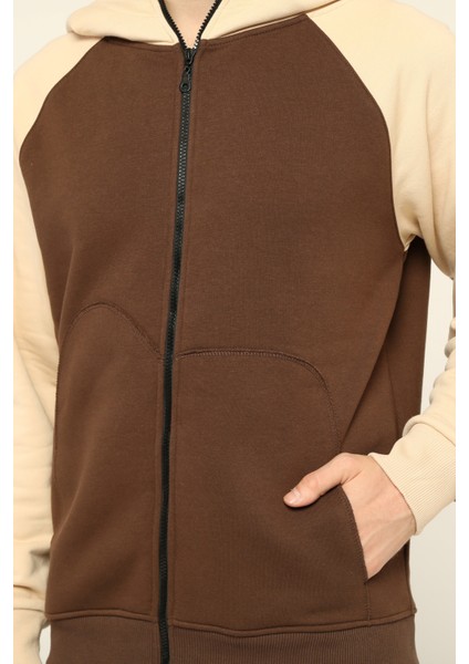 Kapşonlu Baskılı Kanguru Cepli Sweatshirt