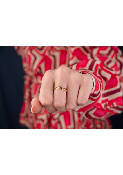 Minimal Bombeli Spor Yüzük 14 Ayar Altın