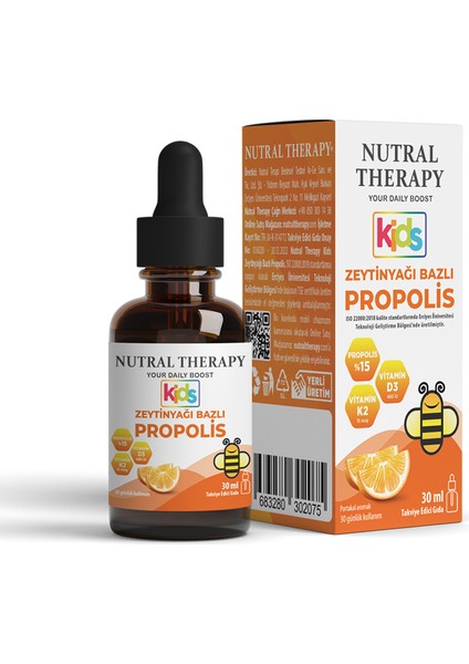 Zeytinyağı Bazlı Propolis Kids D3 K2 30 ml