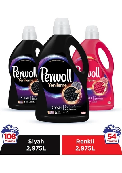 Hassas Bakım Sıvı Çamaşır Deterjanı 3'lü Set (2 x 2,97 lt Siyah + 1 x 2,97 lt  Renkli)