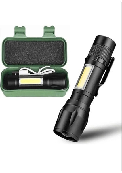 Ultra Güçlü USB Şarjlı El Feneri 2500 Lumen 5W Cob LED Avcılık Kamp Feneri Deprem Çantalık Fener