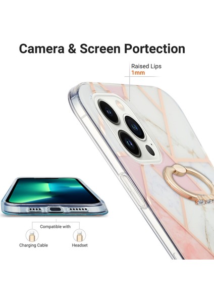 Zhkj Shop iPhone 15 Pro Için Mermer Deseni Tpu Telefon Kılıfı - Beyaz (Yurt Dışından)