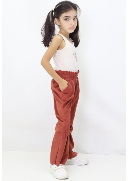 Canix Kids Kız Çocuk Ispanyol Paça Fiyonklu Kadife Pantalon